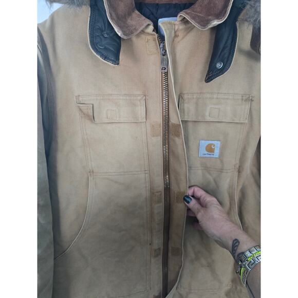 Carhartt Men’s Duck Canvas Arctic Winter Coat Brown 48R-XL USA Hooded Jacket - Picture 8 of 13